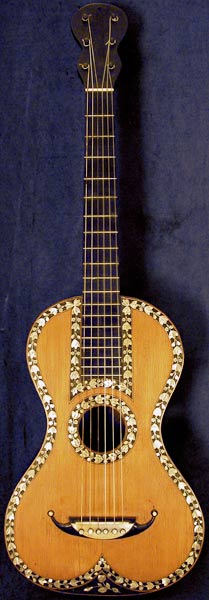 Early Musical Instruments part of the Bruderlin Collection, antique Romantic Guitar by Anonymous 1840s