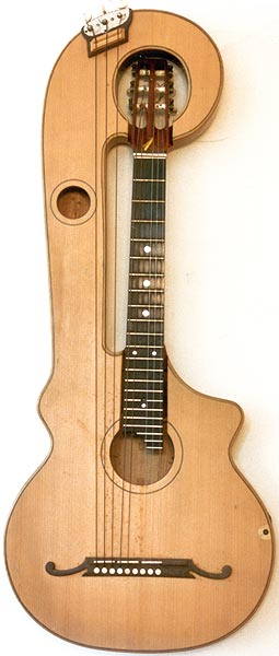 Early Musical Instruments part of the Bruderlin Collection, antique Harp Guitar by Mozzani
