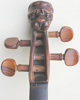 Lion Head Baroque Violin, head front