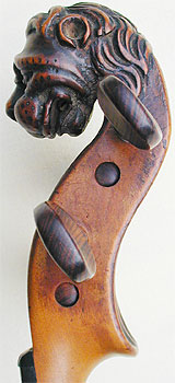 Lion Head Baroque Violin, head side