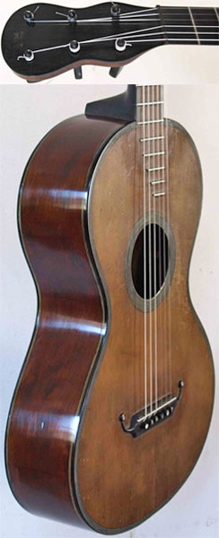 Early Musical Instruments part of the Bruderlin Collection, antique Romantic Guitar by René Lacôte dated 1829