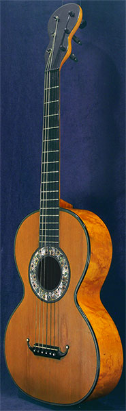 Early Musical Instruments part of the Bruderlin Collection, antique Romantic Guitar by Dubois around 1830