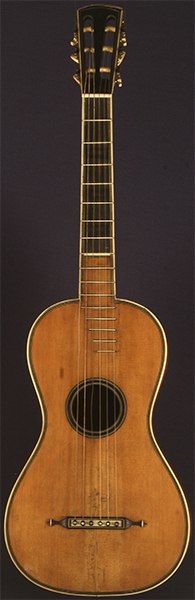 Early Musical Instruments part of the Bruderlin Collection, antique Spanish Romantic Guitar by Alonzo Corino from around 1820