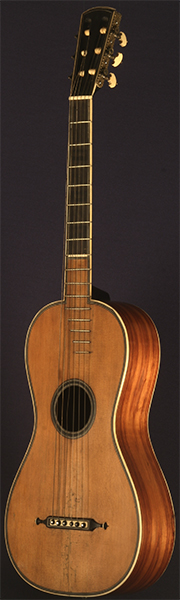 Early Musical Instruments part of the Bruderlin Collection, antique Spanish Romantic Guitar by Alonzo Corino from around 1820