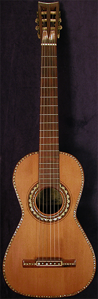 Early Musical Instruments part of the Bruderlin Collection, antique Romantic Guitar by Manuel Alcazar dated 1842