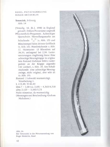 Italian Tenor Cornetto or Zink, late 1500s, page 42